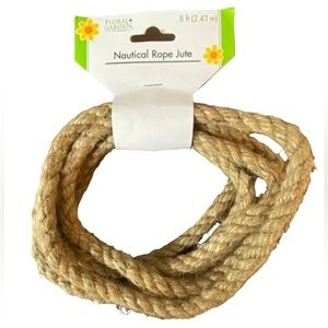 Floral Garden Nautical Jute Rope - 8Ft. New